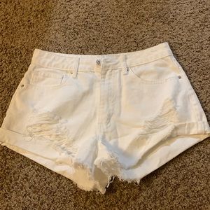Forever 21, white denim shorts.